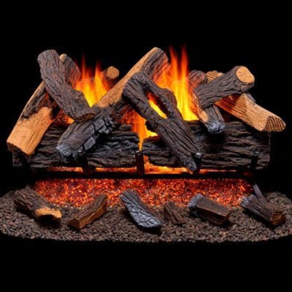 Bluegrass Living Duluth Forge Vented Natural Gas Fireplace Log Set, 30in, 65000 BTU, Match Light, Heartl& Oak FNVL30-1